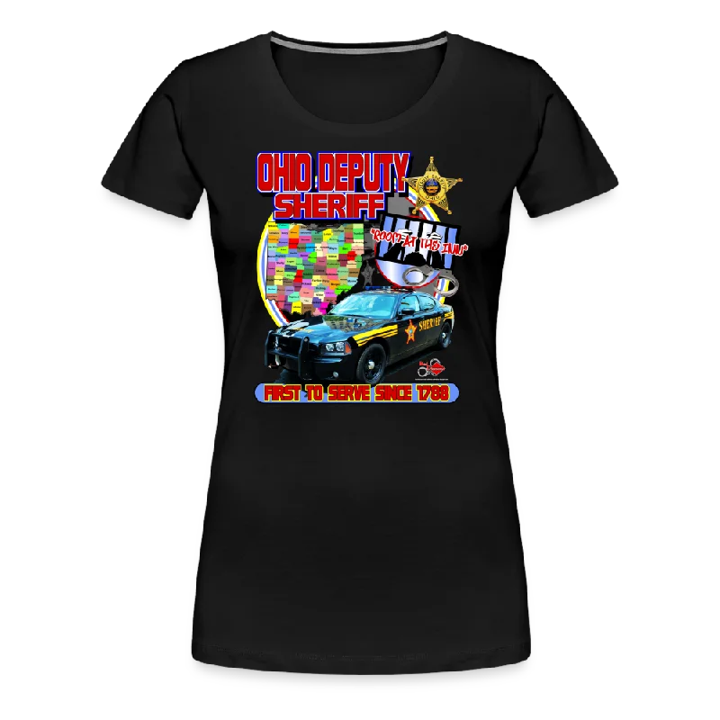 Women’s Premium T-Shirt - Ohio Sheriff "Room at the Inn" Mesh Blend Leather Blend Suede Blend Women’s Premium T-Shirt - Ohio Sheriff "Room at the Inn" Mesh Blend Leather Blend Suede Blend