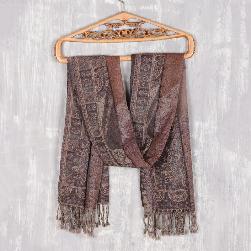 Blissful Garden Paisley Jamawar Wool Shawl Woven in India Comfortable Embroidered Shawl Blissful Garden Paisley Jamawar Wool Shawl Woven in India Comfortable Embroidered Shawl