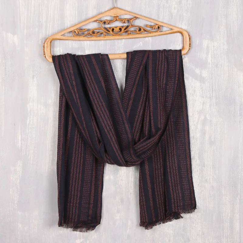 Elegant Combination Navy and Peach Striped Cotton Shawl from India Elegant Lace Shawl Wrap Elegant Combination Navy and Peach Striped Cotton Shawl from India Elegant Lace Shawl Wrap