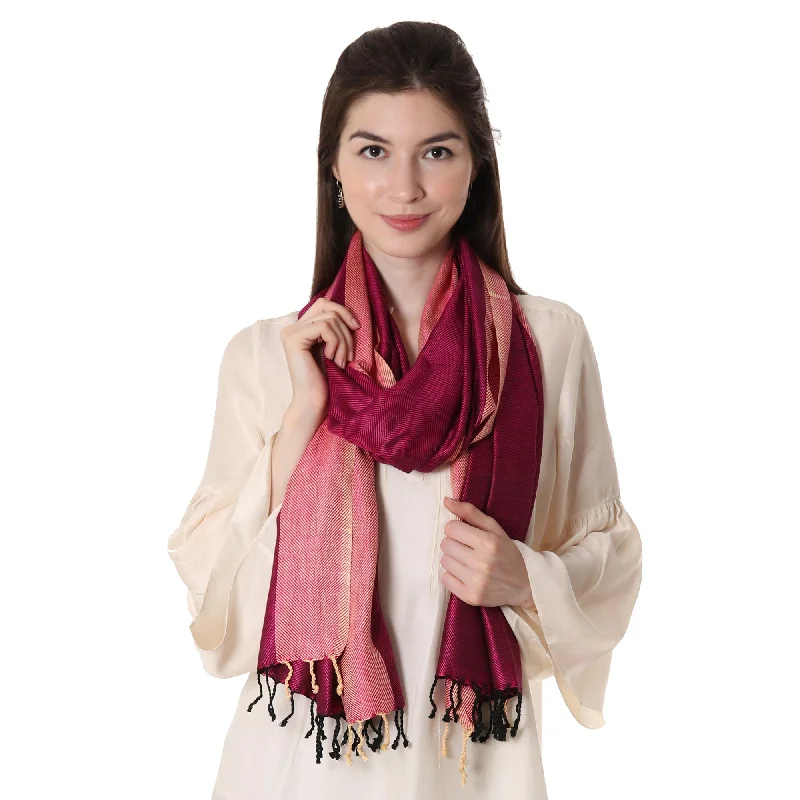Fuchsia Glory Handwoven Silk Shawl in Fuchsia and Parchment from India Cozy Wool Shawl Poncho Fuchsia Glory Handwoven Silk Shawl in Fuchsia and Parchment from India Cozy Wool Shawl Poncho