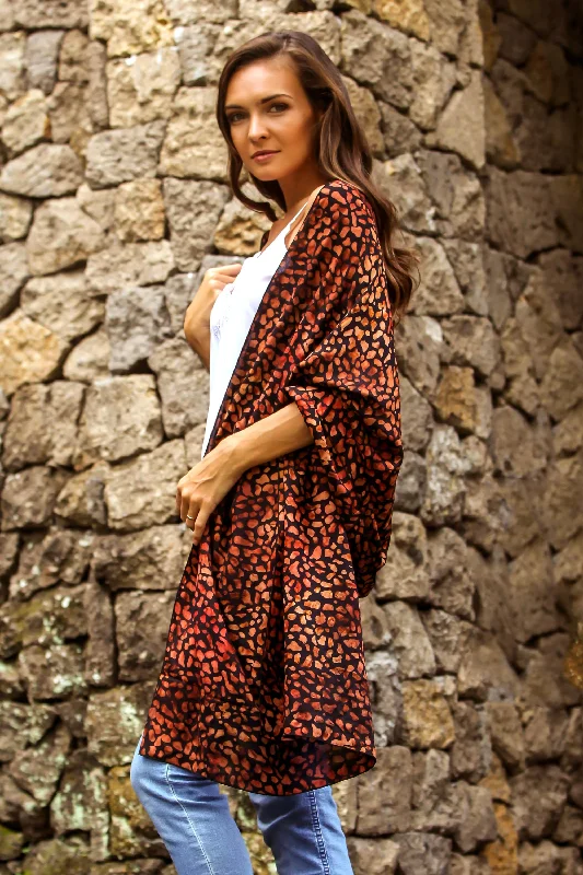 Ginger Beach Pebbles Orange and Black Hand Stamped Rayon Batik Shawl from Bali Cozy Cashmere Shawl Throw Ginger Beach Pebbles Orange and Black Hand Stamped Rayon Batik Shawl from Bali Cozy Cashmere Shawl Throw