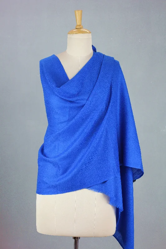 Kashmiri Diamonds in Blue Royal Blue Hand Loomed All Wool Shawl Made in India Cozy Knit Shawl Scarf Kashmiri Diamonds in Blue Royal Blue Hand Loomed All Wool Shawl Made in India Cozy Knit Shawl Scarf
