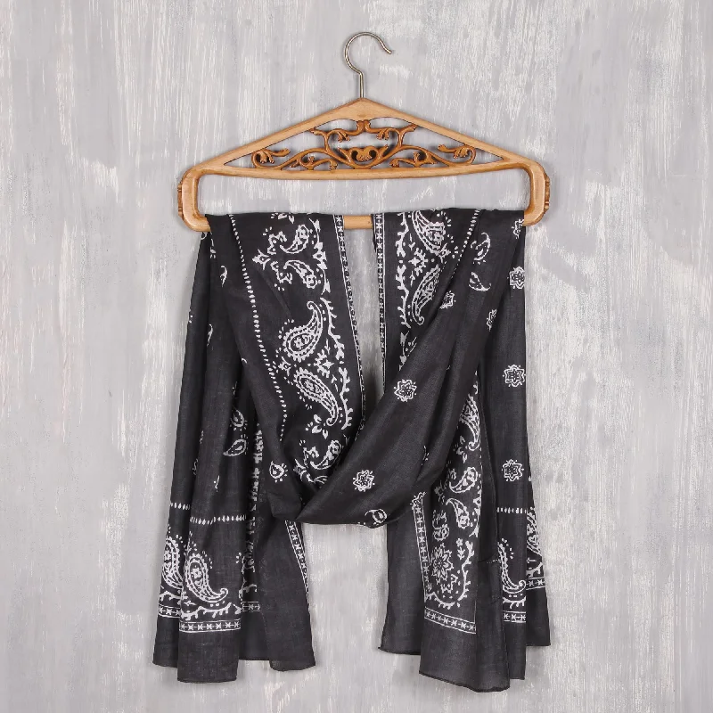 Paisley Charcoal Paisley Print Cotton Shawl in Charcoal from India Trendy Floral Print Shawl Paisley Charcoal Paisley Print Cotton Shawl in Charcoal from India Trendy Floral Print Shawl