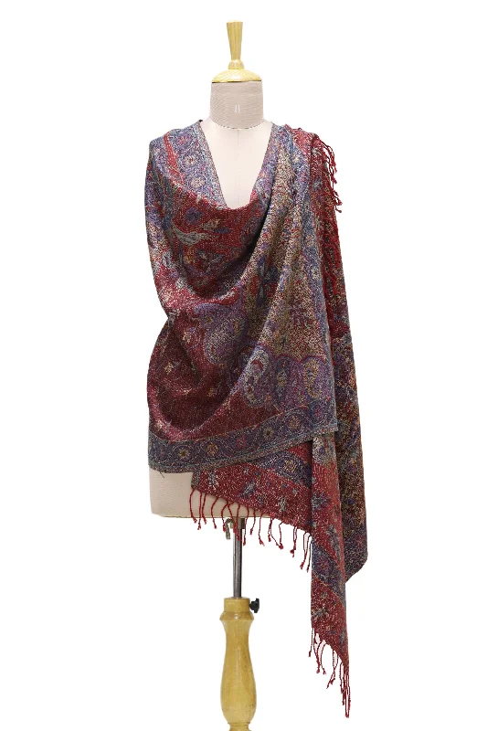 Paisley & Floral Grandeur Viscose Blend Floral and Paisley Shawl from India Fashionable Shawl with Tassels Paisley & Floral Grandeur Viscose Blend Floral and Paisley Shawl from India Fashionable Shawl with Tassels