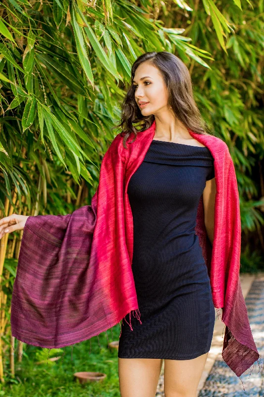 Red Peony Artisan Crafted 100% Silk Shawl with Fringe from Thailand Soft Cashmere Shawl Poncho Red Peony Artisan Crafted 100% Silk Shawl with Fringe from Thailand Soft Cashmere Shawl Poncho
