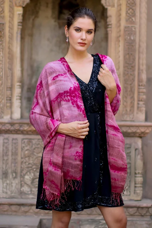 Ruby Tides Handmade Tie-Dyed Ruby Red Cotton Shawl with Fringe Stylish Chunky Wool Shawl Ruby Tides Handmade Tie-Dyed Ruby Red Cotton Shawl with Fringe Stylish Chunky Wool Shawl