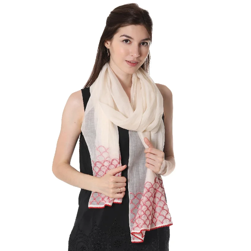 Strawberry Picnic Cotton and Silk Blend Indian Shawl in Natural and Strawberry Classic Knit Shawl Wrap Strawberry Picnic Cotton and Silk Blend Indian Shawl in Natural and Strawberry Classic Knit Shawl Wrap