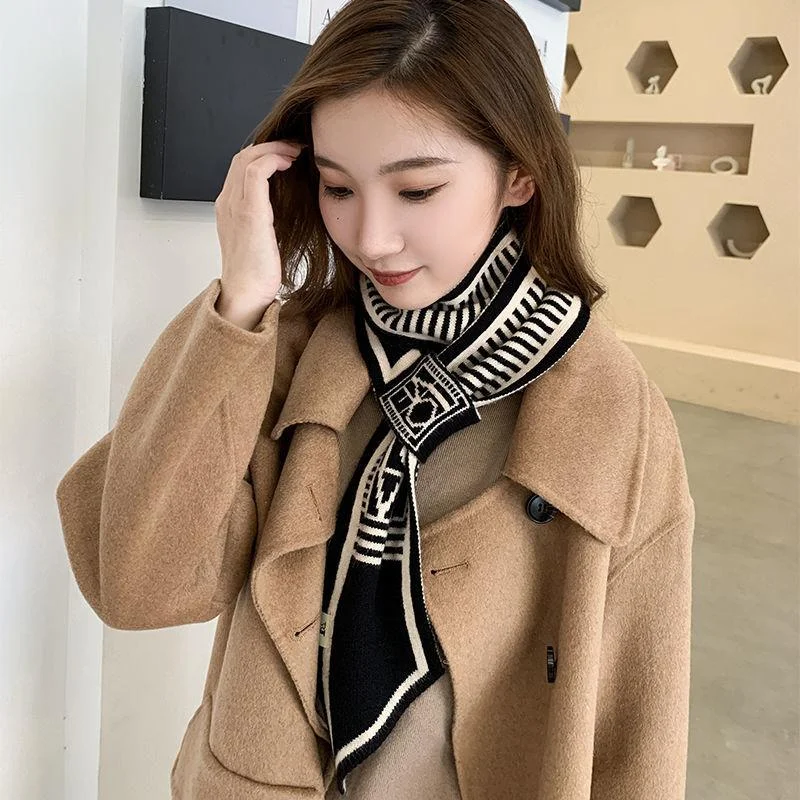 Autumn and Winter Knitted Scarf Fashion Warm Korean Style Neck Sleeve Knitted Printing Women's Scarf Shawl Warm Knit Shawl Scarf Autumn and Winter Knitted Scarf Fashion Warm Korean Style Neck Sleeve Knitted Printing Women's Scarf Shawl Warm Knit Shawl Scarf
