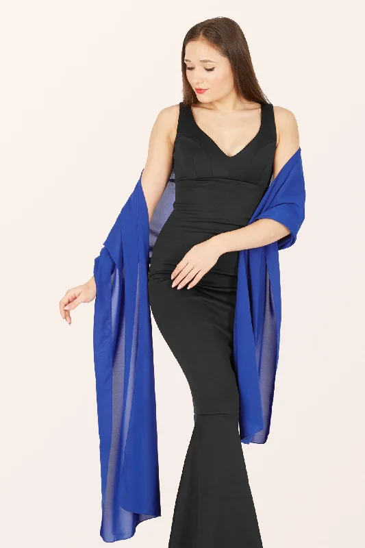 Chiffon Shawl - Royal Blue Soft Cotton Shawl Poncho