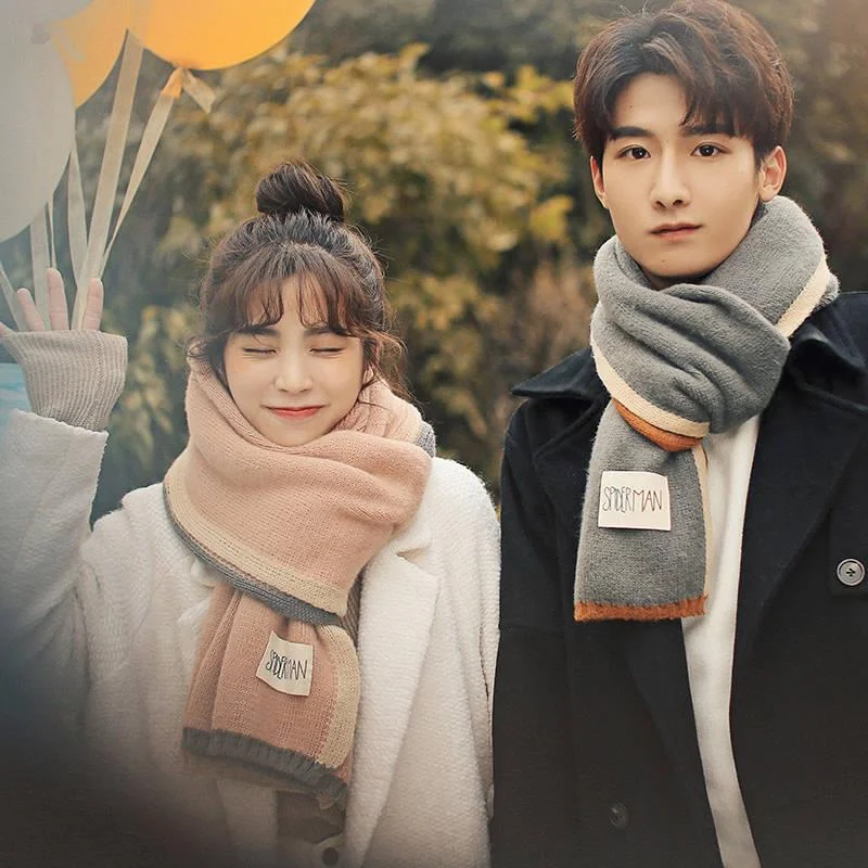 Couple Scarf All-match Winter Warm Knitting Wool Collar Neck Warmer Scarf Shawl Wraps Stylish Chunky Wool Shawl Couple Scarf All-match Winter Warm Knitting Wool Collar Neck Warmer Scarf Shawl Wraps Stylish Chunky Wool Shawl