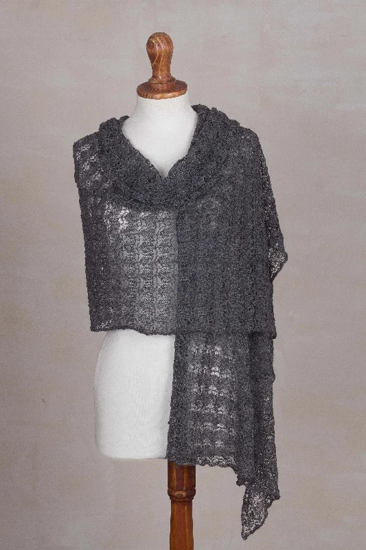 Dreamy Texture in Slate Textured 100% Baby Alpaca Shawl in Slate from Peru Chic Cotton Shawl Wrap Dreamy Texture in Slate Textured 100% Baby Alpaca Shawl in Slate from Peru Chic Cotton Shawl Wrap