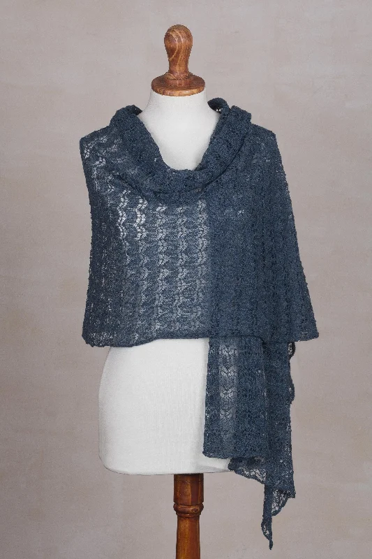 Dreamy Texture in Teal Textured 100% Baby Alpaca Shawl in Teal from Peru Trendy Chunky Knit Shawl Dreamy Texture in Teal Textured 100% Baby Alpaca Shawl in Teal from Peru Trendy Chunky Knit Shawl