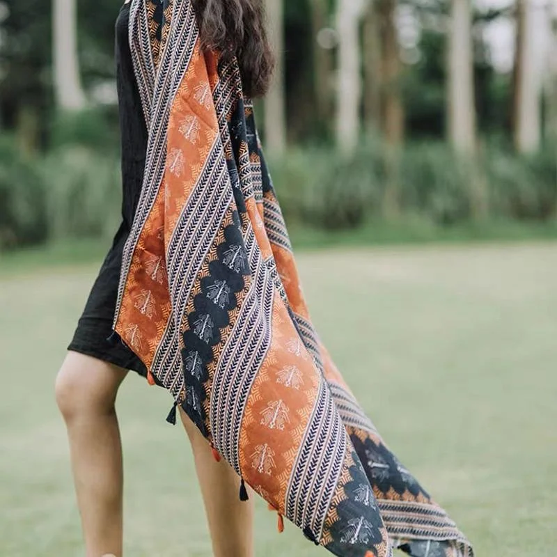 Ethnic Style Bohemia Cotton Linen Scarf Women Oversized Sunscreen Holiday Beach Silk Scarf Fringed Seaside Shawl Cozy Chunky Knit Shawl Ethnic Style Bohemia Cotton Linen Scarf Women Oversized Sunscreen Holiday Beach Silk Scarf Fringed Seaside Shawl Cozy Chunky Knit Shawl