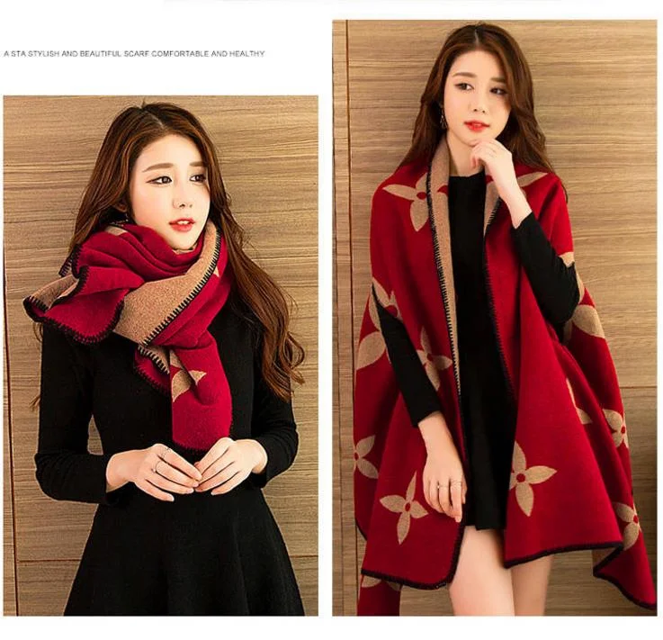 Fashion Geometric Color Imitation Comfortable Temperament Warm Poncho Shawl Scarf Knitted Shawl Cozy Wool Shawl Poncho Fashion Geometric Color Imitation Comfortable Temperament Warm Poncho Shawl Scarf Knitted Shawl Cozy Wool Shawl Poncho