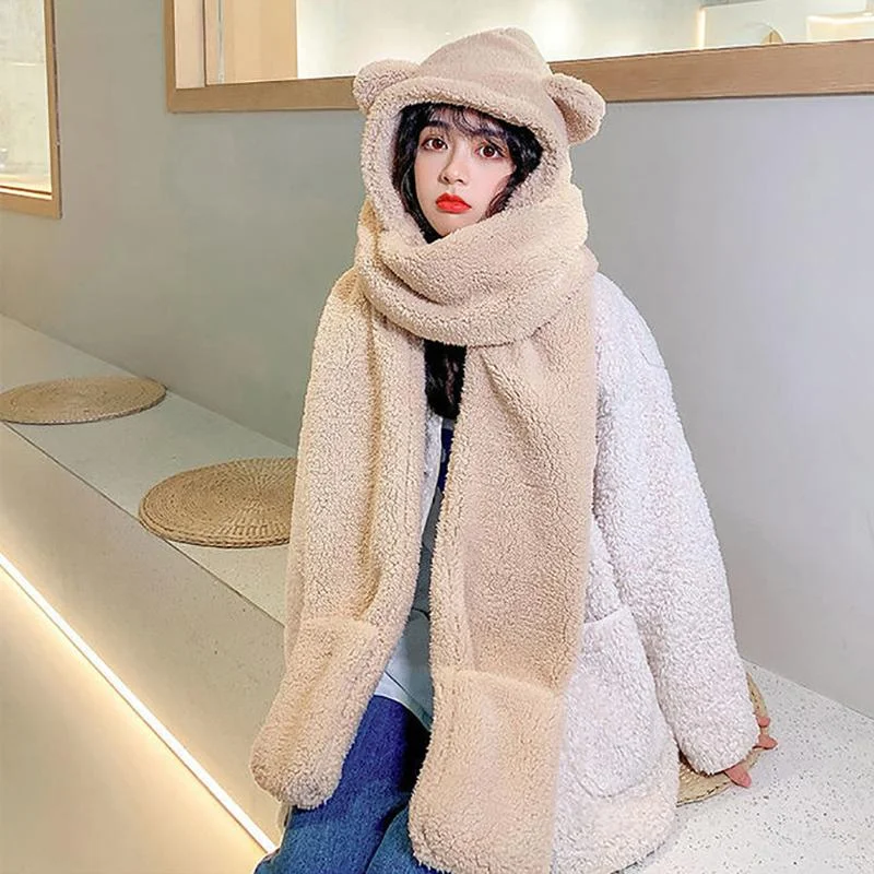 Hat Scarves Cashmere Warm Winter Scarf Pockets Glovers All In One Women Fashion Shawls Cat Ear Cute Kawaii Winter Scarfs Soft Faux Fur Shawl Hat Scarves Cashmere Warm Winter Scarf Pockets Glovers All In One Women Fashion Shawls Cat Ear Cute Kawaii Winter Scarfs Soft Faux Fur Shawl