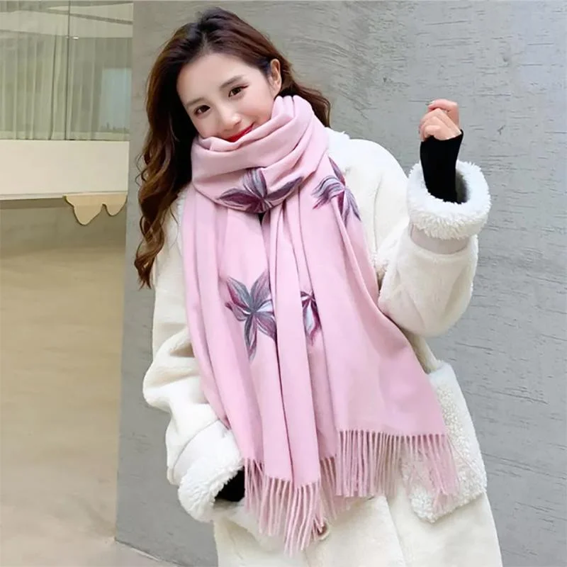 Korean Style Plaid Scarf Women Winter All-match Shawl Thick Cute Scarves Women Fashionable Embroidered Shawl Korean Style Plaid Scarf Women Winter All-match Shawl Thick Cute Scarves Women Fashionable Embroidered Shawl