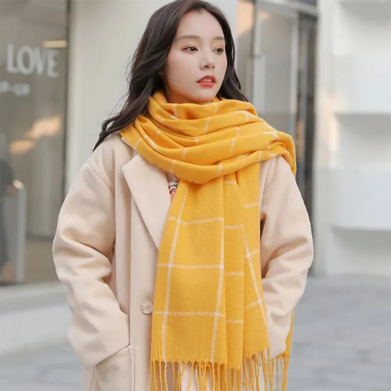 Korean Woolen Scarf Women Winter Thickened Japanese Scarf Wild Warm Plaid Shawl Dual-use Ladies Cozy Knit Shawl Scarf Korean Woolen Scarf Women Winter Thickened Japanese Scarf Wild Warm Plaid Shawl Dual-use Ladies Cozy Knit Shawl Scarf