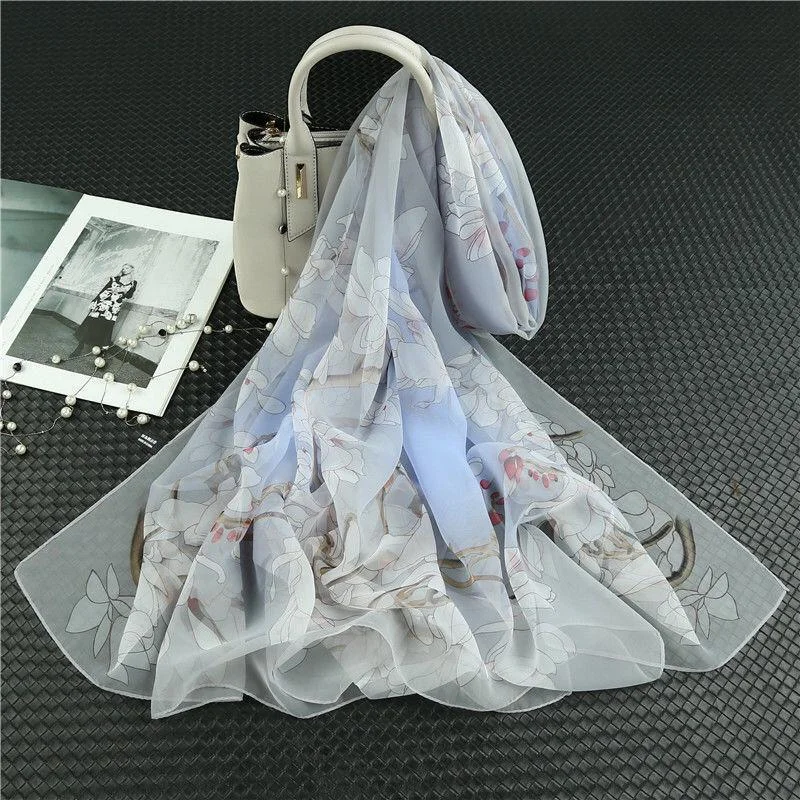 Printed Chiffon Silk Scarf Women 90*180cm Oversized Sunscreen Holiday Seaside Beach Shawl Classic Lace Shawl Wrap Printed Chiffon Silk Scarf Women 90*180cm Oversized Sunscreen Holiday Seaside Beach Shawl Classic Lace Shawl Wrap