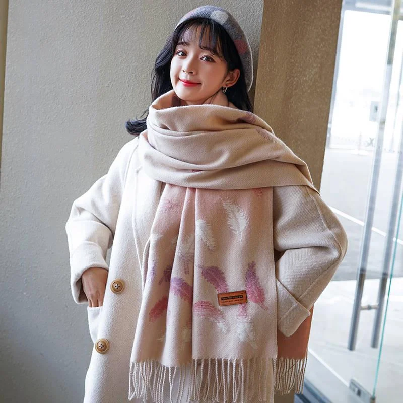 Scarf for Women Wool Scarves Feather Printing Winter Women's Ladies Cashmere Scarfs Female Shawl Lightweight Cotton Shawl Scarf for Women Wool Scarves Feather Printing Winter Women's Ladies Cashmere Scarfs Female Shawl Lightweight Cotton Shawl
