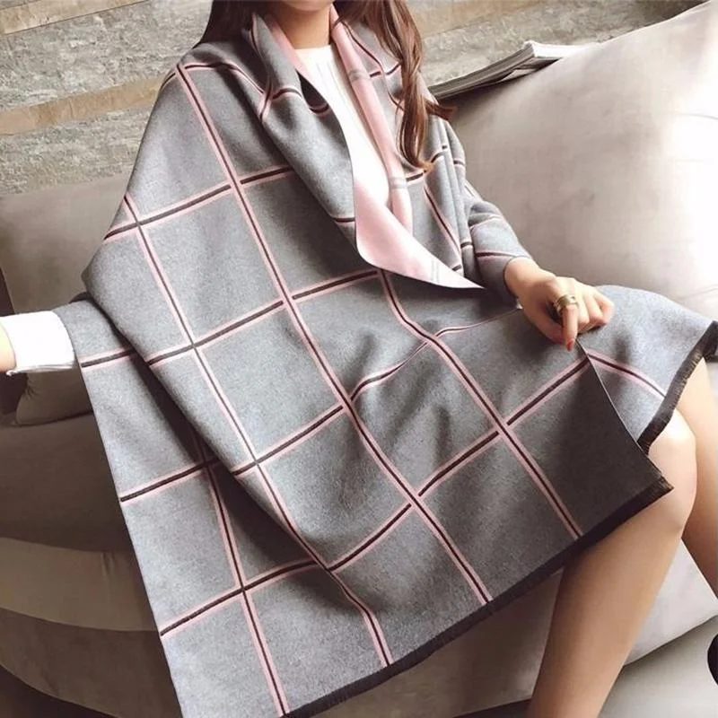 Scarf Women Winter All-match Thickened Air-conditioned Room To Keep Warm Super Large Imitation Cashmere Shawl Dual-use Double-sided Cozy Knit Shawl Cape Scarf Women Winter All-match Thickened Air-conditioned Room To Keep Warm Super Large Imitation Cashmere Shawl Dual-use Double-sided Cozy Knit Shawl Cape