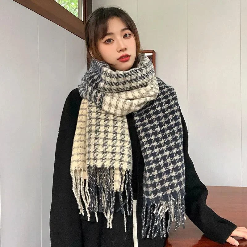 Scarf Women Winter Thicken Warm Knit Scarves Lady Plaid Tassels Fashion Long Soft Knitted Shawl Houndstooth Designe 2021 Female Scarfs Fashionable Pashmina Shawl Scarf Women Winter Thicken Warm Knit Scarves Lady Plaid Tassels Fashion Long Soft Knitted Shawl Houndstooth Designe 2021 Female Scarfs Fashionable Pashmina Shawl